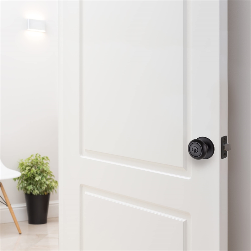 Bowery Hill 2-Way Keyed Brass Entry Door Knob in Matte Black