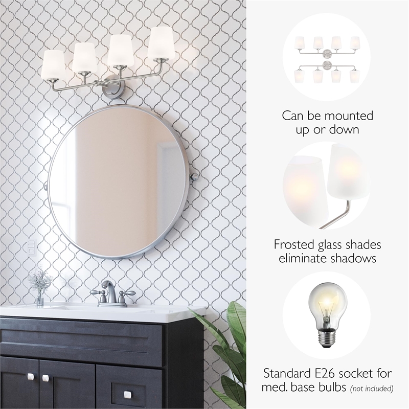 Bowery Hill 4-Light Stainless Steel Vanity Light in Satin Nickel