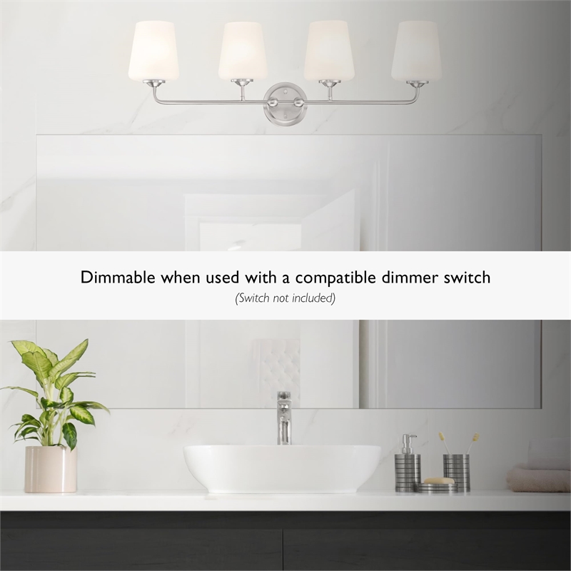 Bowery Hill 4-Light Stainless Steel Vanity Light in Satin Nickel