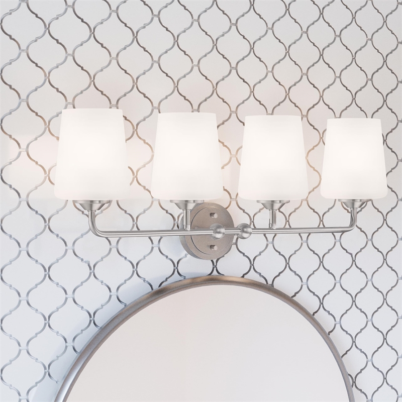 Bowery Hill 4-Light Stainless Steel Vanity Light in Satin Nickel