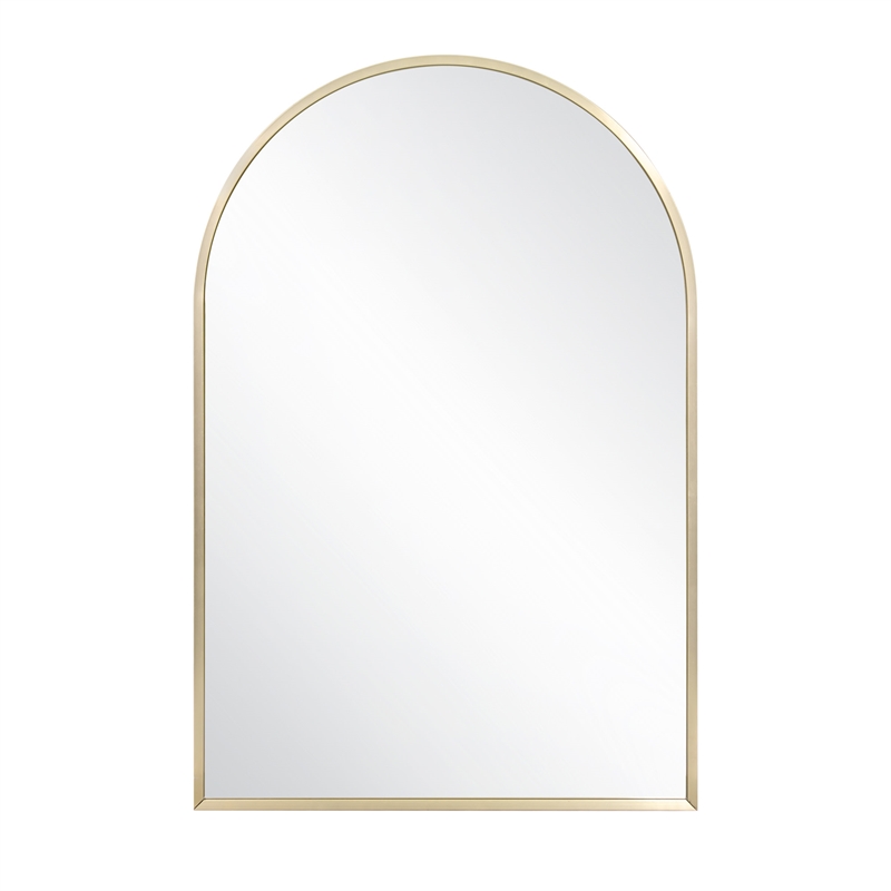 Bowery Hill Arched Decorative Wall Mirror with Gold Frame 30