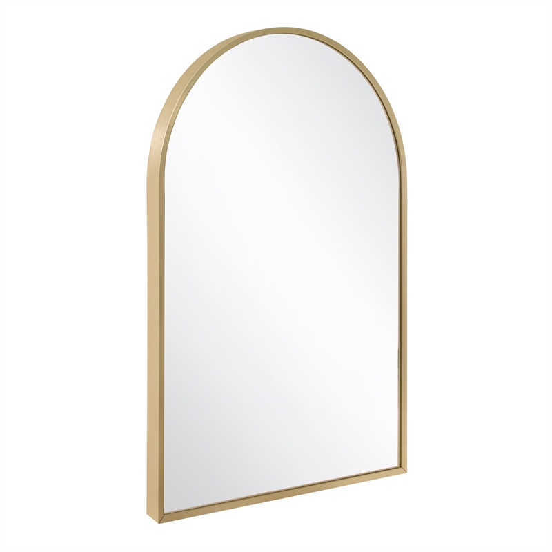 Bowery Hill Arched Decorative Wall Mirror with Gold Frame 30