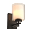 Bowery Hill Stainless Steel Wall Sconce with Double Glass in Rustic Bronze