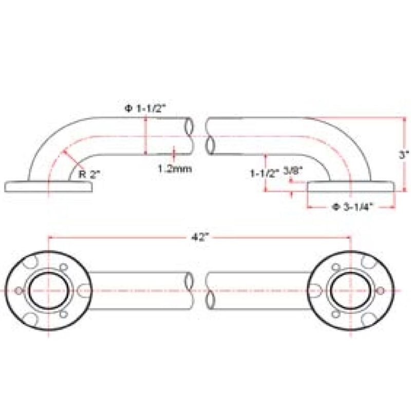 Bowery Hill Safety Grab Bar in Polished Stainless Steel Chrome 42 Inch