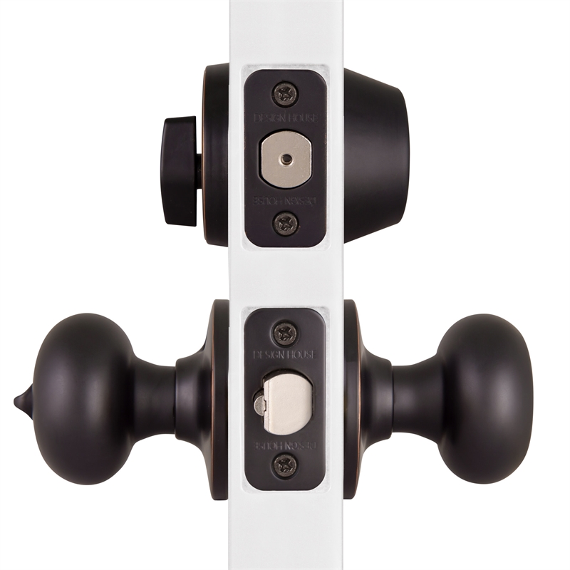 Bowery Hill 2-Way Brass Entry Knob and Deadbolt Set in Bronze