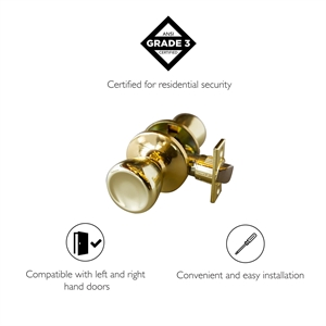 Bowery Hill 2-Way Reversible Brass Passage Door Knob in Polished Brass
