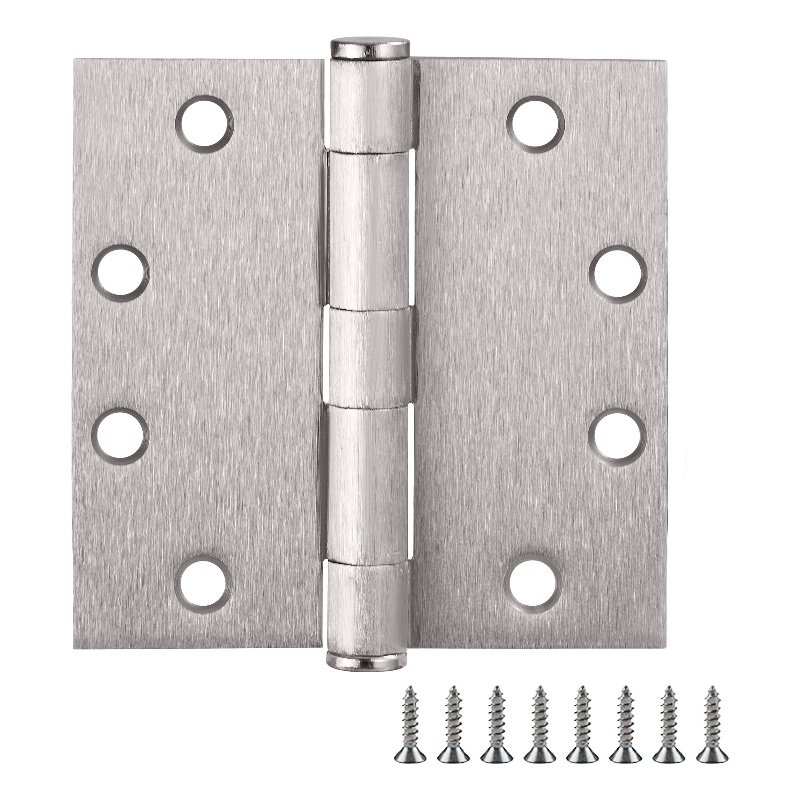 Bowery Hill Door Hinge in Satin Nickel 4 1/2 Inch 5/8 Inch Radius 6 Pack