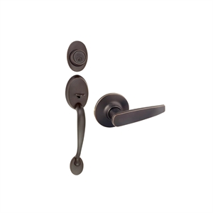 Bowery Hill Brass 2-Way Latch Entry Door Handle Set in Bronze