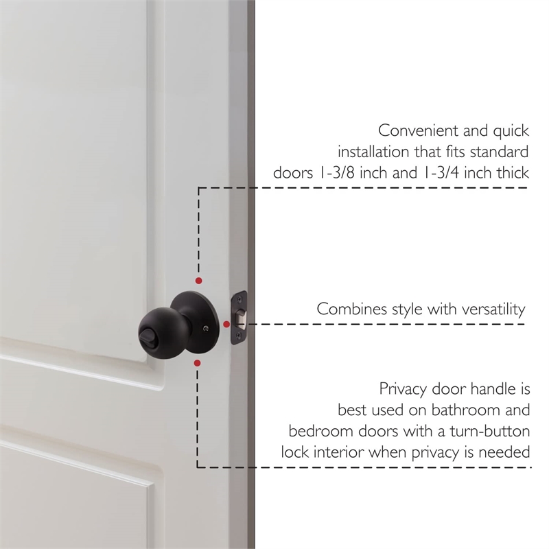 Bowery Hill 2-Way Reversible Privacy Brass Door Knob in Matte Black