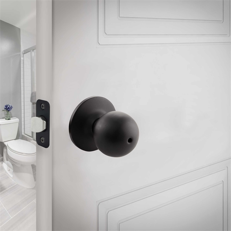 Bowery Hill 2-Way Reversible Privacy Brass Door Knob in Matte Black