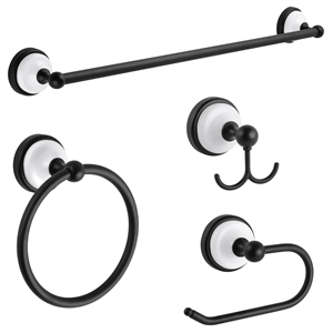 Bowery Hill 4-Piece Bathroom Hardware Kit in Matte Black and White
