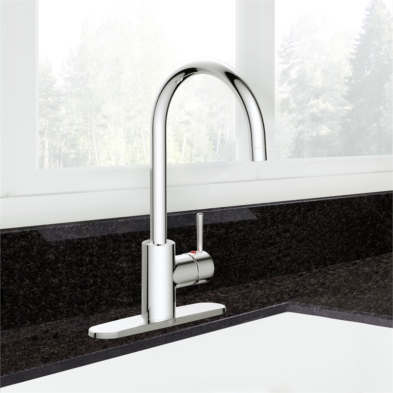 Bowery Hill Single Metal Handle Kitchen Faucet in Polished Chrome