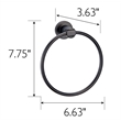 Bowery Hill Modern Metal Bathroom Towel Ring in Matte Black 7.1-Inch
