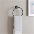 Bowery Hill Modern Metal Bathroom Towel Ring in Matte Black 7.1-Inch