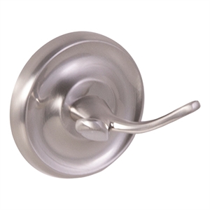 Bowery Hill Transitional Metal Bathroom Double Robe Hook in Brushed Nickel