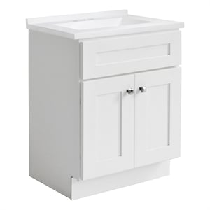 Bowery Hill 25&quot Bathroom Vanity with Marble Top Assembled in White