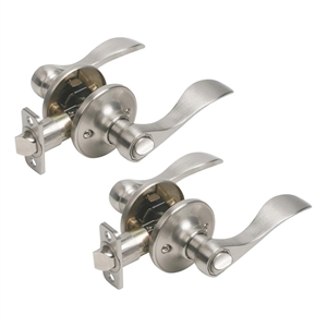Bowery Hill Privacy Brass Door Handle in Satin Nickel 2 Pack