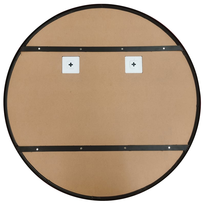 Bowery Hill Round Wall Mirror with Black Metal Iron Frame 36-Inch