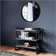 Bowery Hill Round Wall Mirror with Black Metal Iron Frame 36-Inch