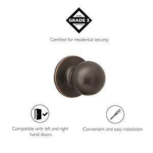Bowery Hill Ball Brass 2-Way Latch Dummy Door Knob in Oil Rubbed Bronze