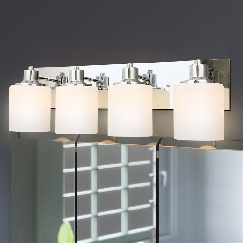 Bowery Hill 4-Light Stainless Steel Vanity Light in Polished Chrome