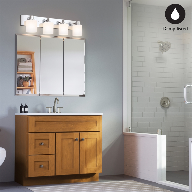 Bowery Hill 4-Light Stainless Steel Vanity Light in Polished Chrome