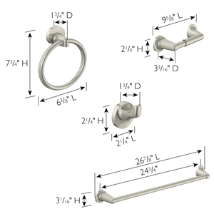 Bowery Hill Bathroom Aluminum Hardware Kit in Brushed Nickel 4-Piece