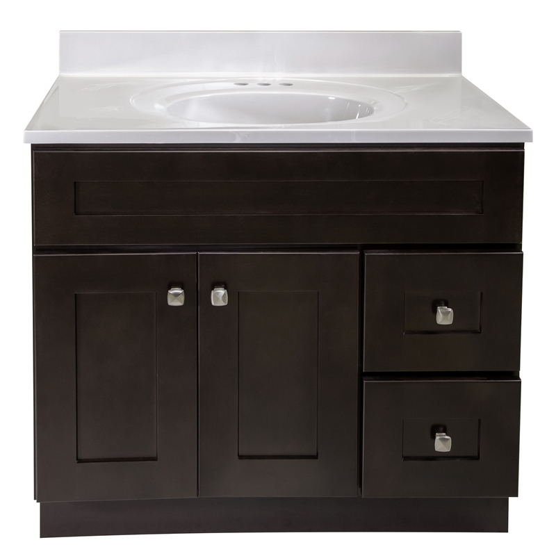 Bowery Hill 37-Inch Solid Wood Vanity with Marble Top in Espresso