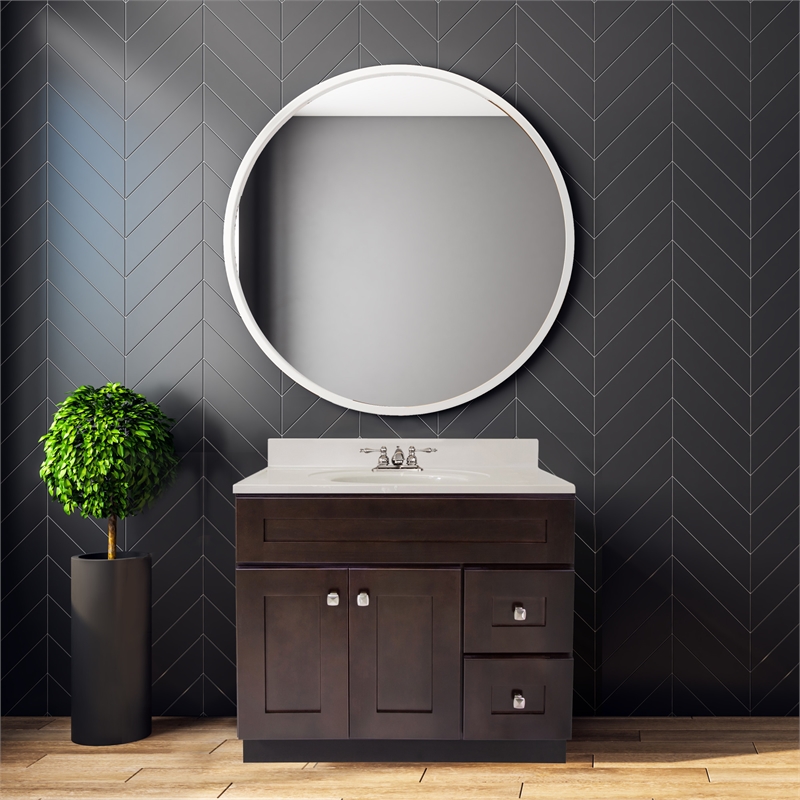 Bowery Hill 37-Inch Solid Wood Vanity with Marble Top in Espresso