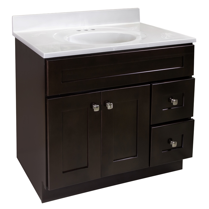 Bowery Hill 37-Inch Solid Wood Vanity with Marble Top in Espresso