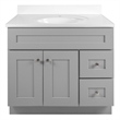 Bowery Hill 37-Inch Solid Wood Vanity with Single Hole Top in Gray