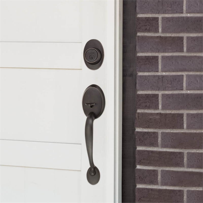 Bowery Hill Entry Brass Handle Set with Knob in Oil Rubbed Bronze