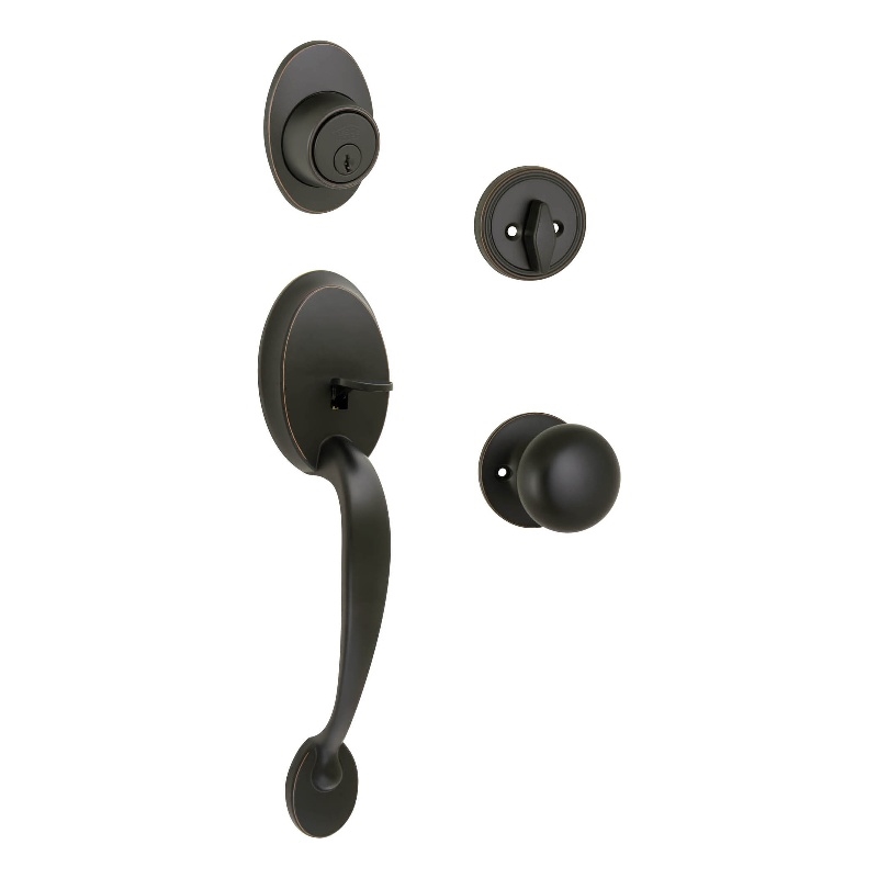 Bowery Hill Entry Brass Handle Set with Knob in Oil Rubbed Bronze