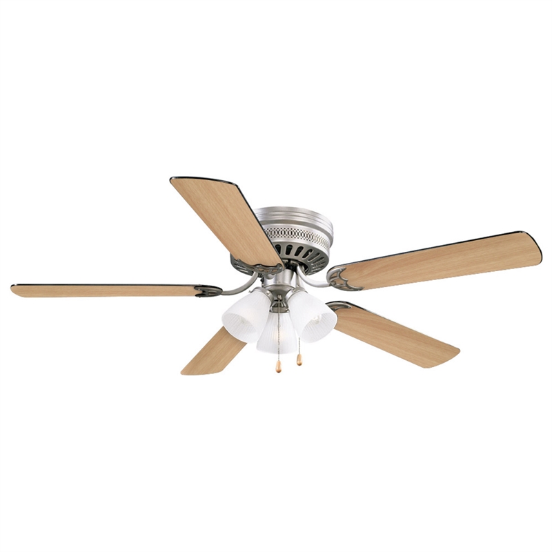 Bowery Hill 52-Inch Stainless Steel Hugger Ceiling Fan in Satin Nickel