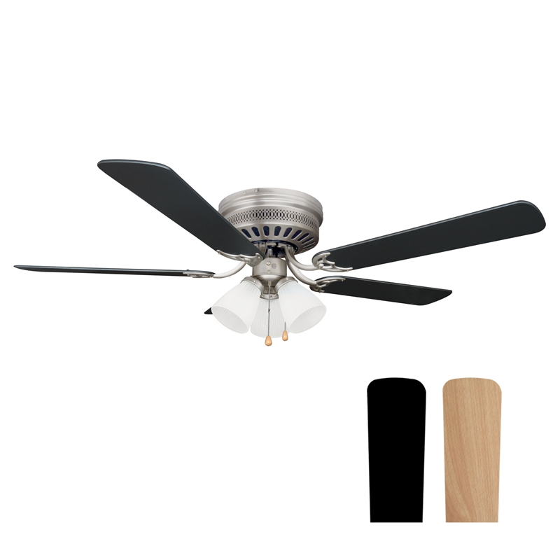 Bowery Hill 52-Inch Stainless Steel Hugger Ceiling Fan in Satin Nickel