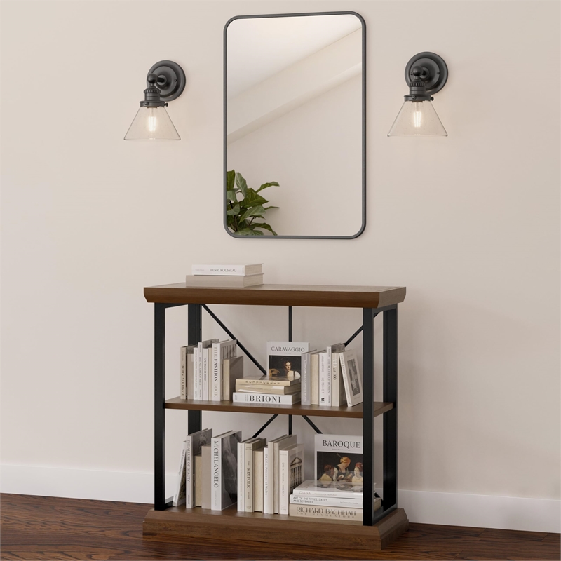 Bowery Hill Transitional Seedy Glass Wall Light in Matte Black - 60 Watt