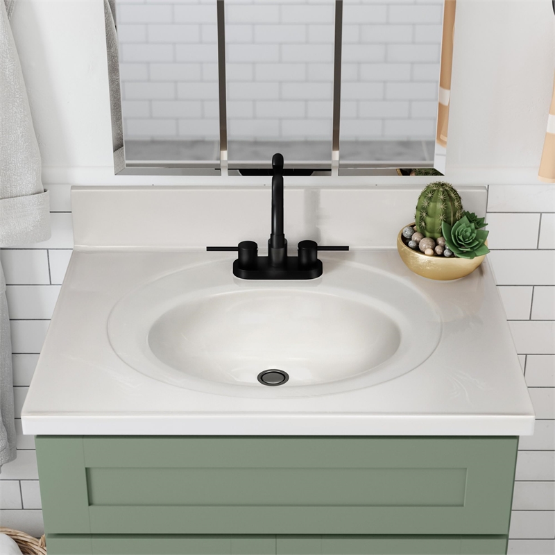 Bowery Hill 31-Inch Bath Vanity - Evergreen Fog Base and Ivory Swirl Top