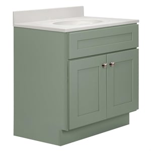 Bowery Hill 31-Inch Bath Vanity - Evergreen Fog Base and Ivory Swirl Top