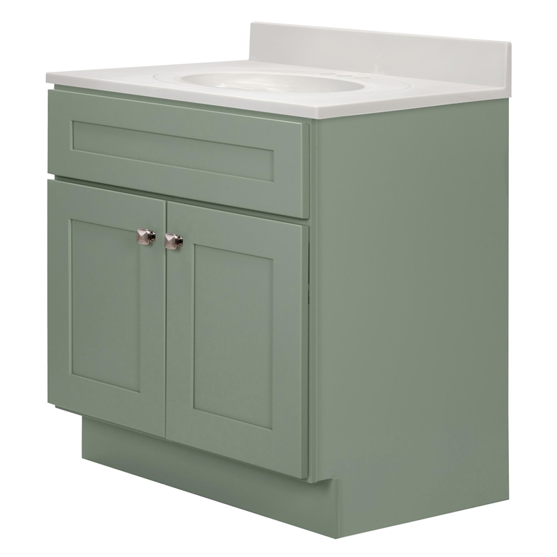 Bowery Hill 31-Inch Bath Vanity - Evergreen Fog Base and Ivory Swirl Top