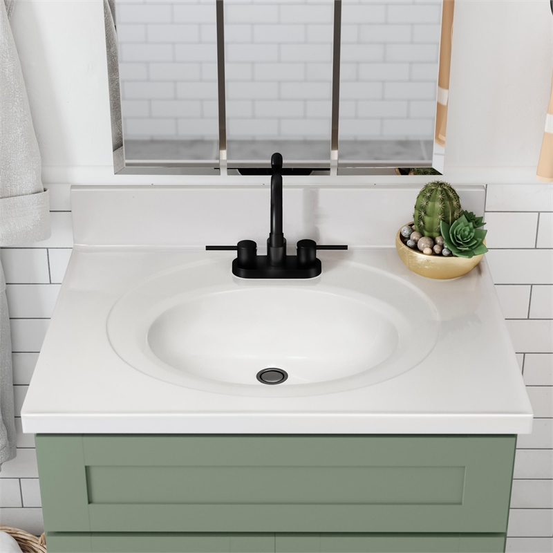 Bowery Hill 31-Inch Bath Vanity - Evergreen Fog Base and Solid White Top