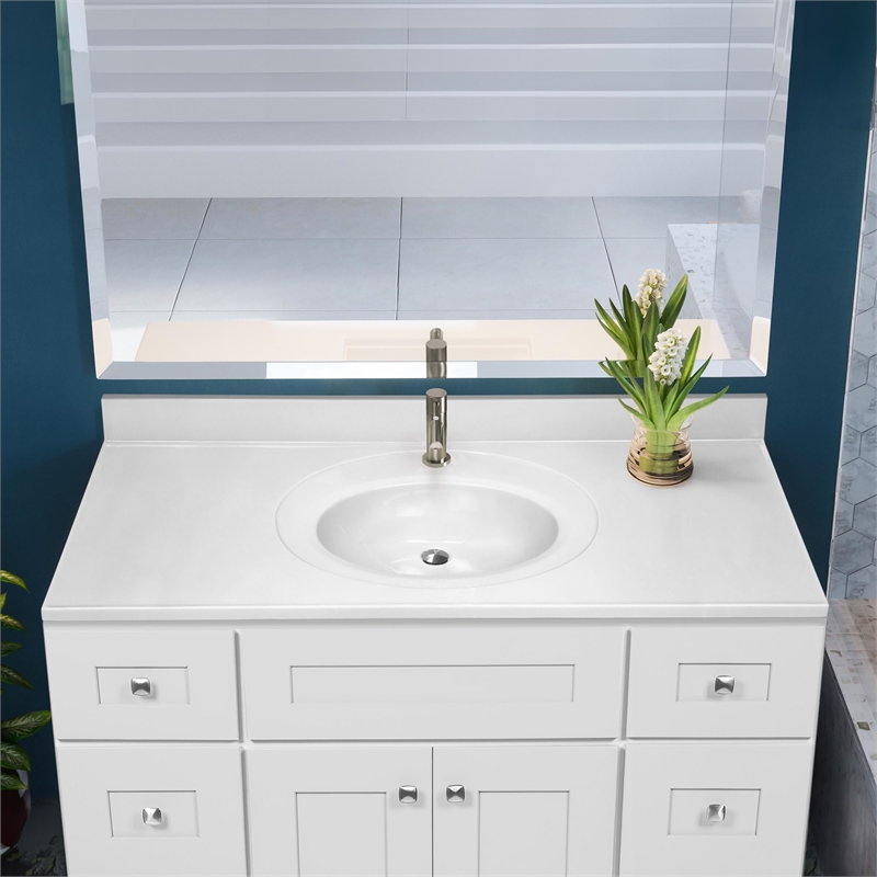 Bowery Hill 49-Inch Assembled Bath Vanity - White Base and Single Hole Top