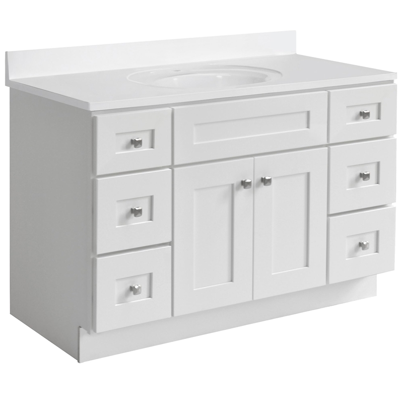 Bowery Hill 49-Inch Assembled Bath Vanity - White Base and Single Hole Top