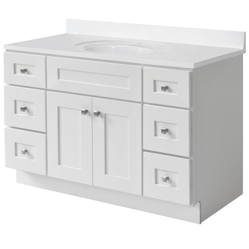 Bowery Hill 49-Inch Assembled Bath Vanity - White Base and Single Hole Top