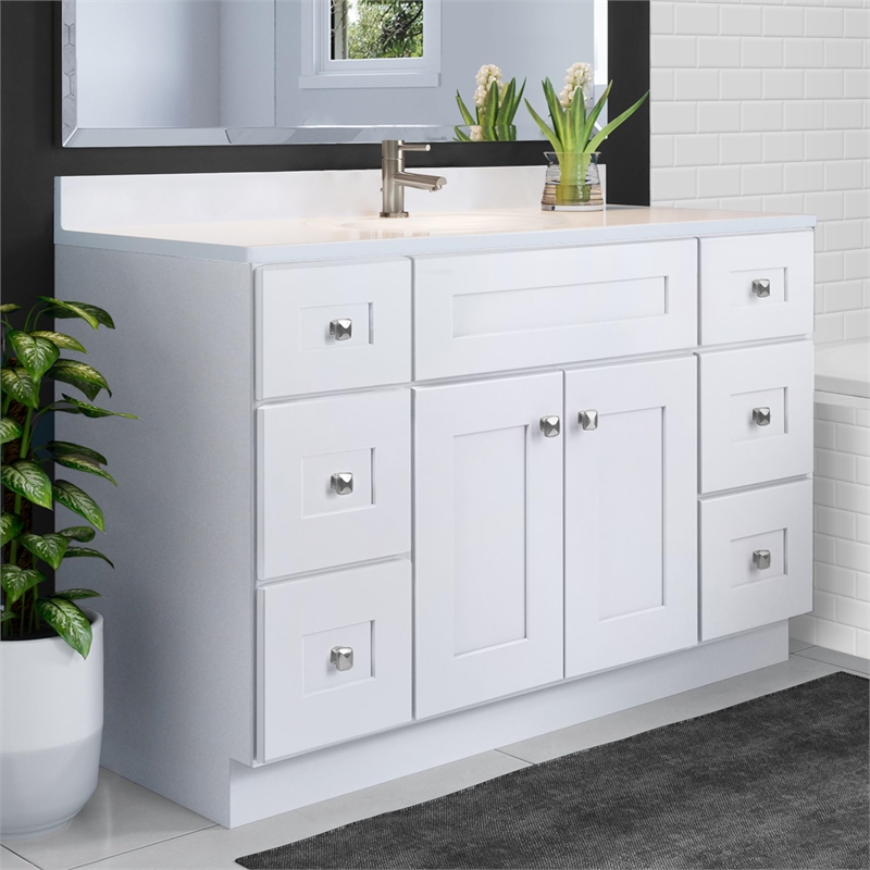 Bowery Hill 49-Inch Assembled Bath Vanity - White Base and Single Hole Top