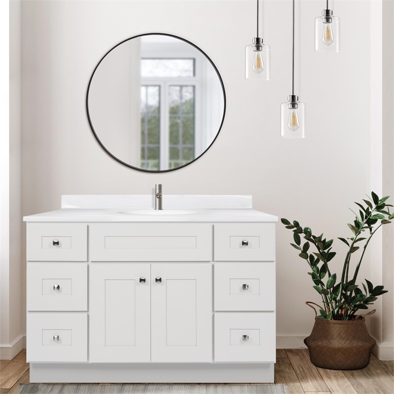 Bowery Hill 49-Inch Assembled Bath Vanity - White Base and Single Hole Top