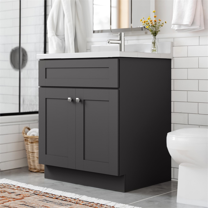 Bowery Hill 31-Inch Bath Vanity - Urbane Bronze Base and Single Hole Top
