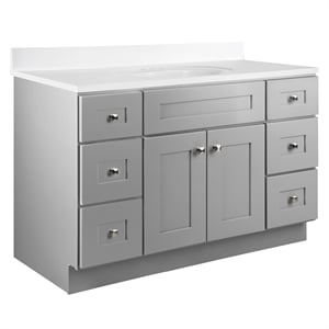 Bowery Hill 49-Inch Assembled Bath Vanity - Gray Base and Solid White Top