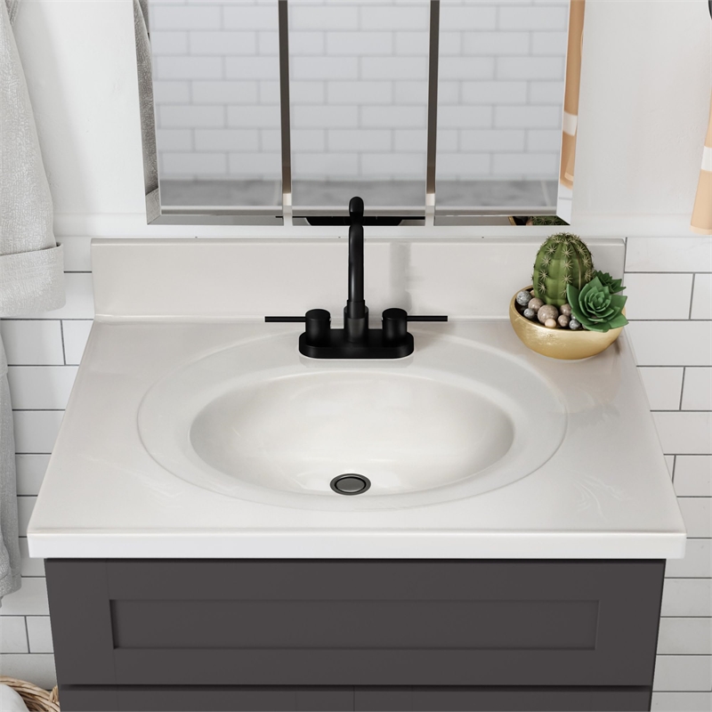 Bowery Hill 31-Inch Bath Vanity - Urbane Bronze Base and Ivory Swirl Top