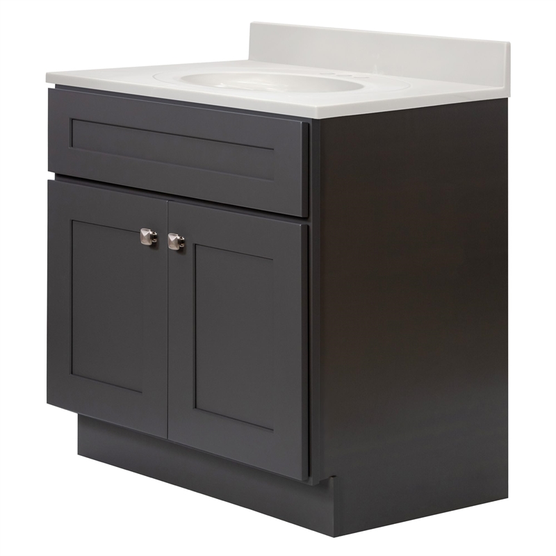 Bowery Hill 31-Inch Bath Vanity - Urbane Bronze Base and Ivory Swirl Top