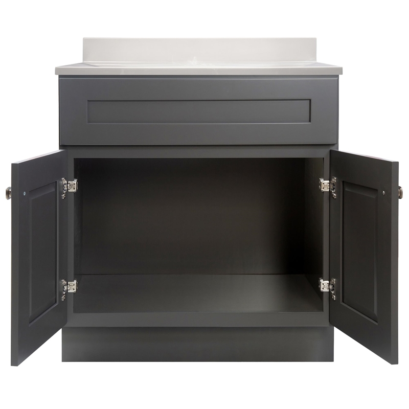 Bowery Hill 31-Inch Bath Vanity - Urbane Bronze Base and Ivory Swirl Top